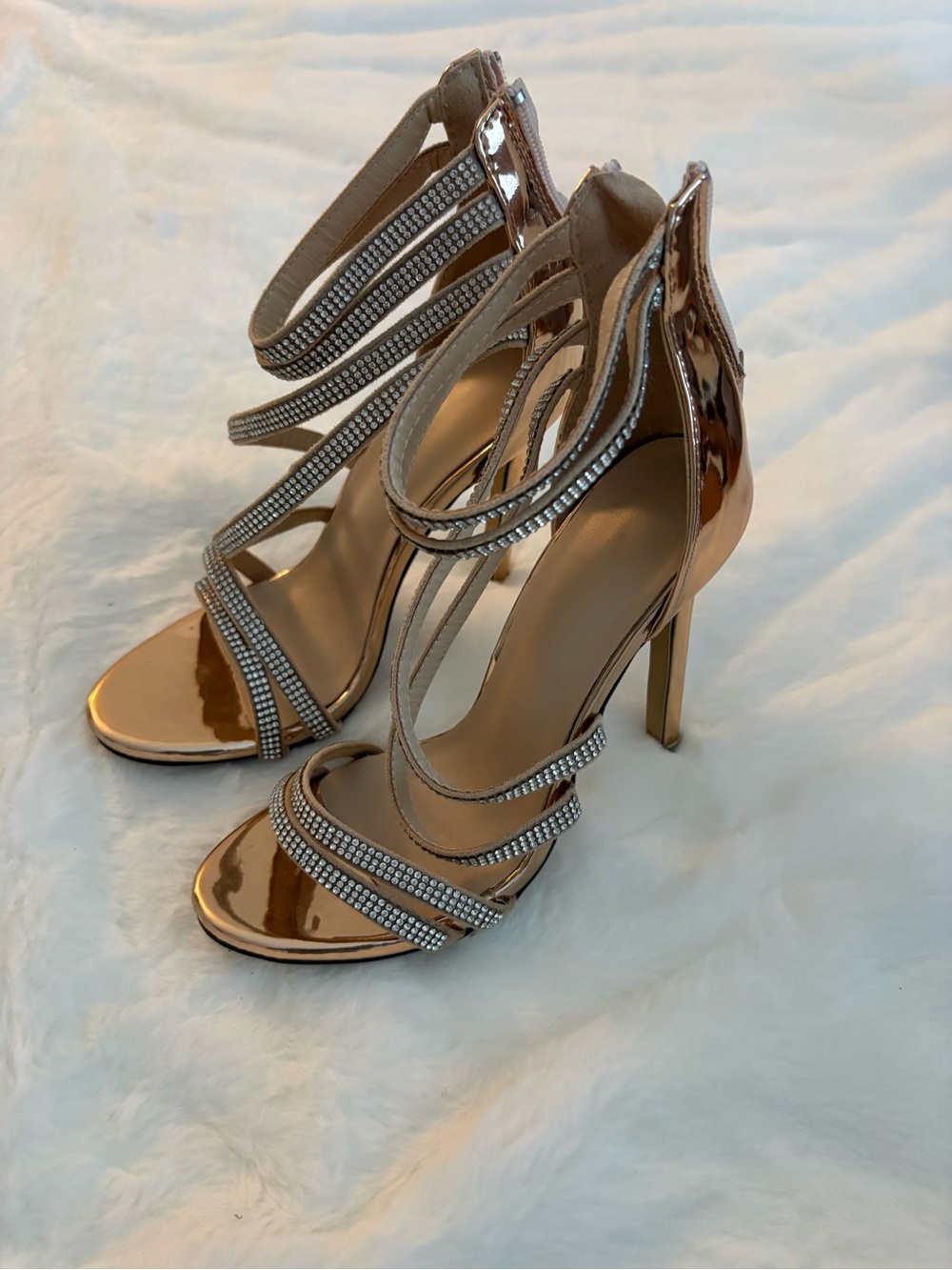 Elegant Rose Gold High Heel Sandals